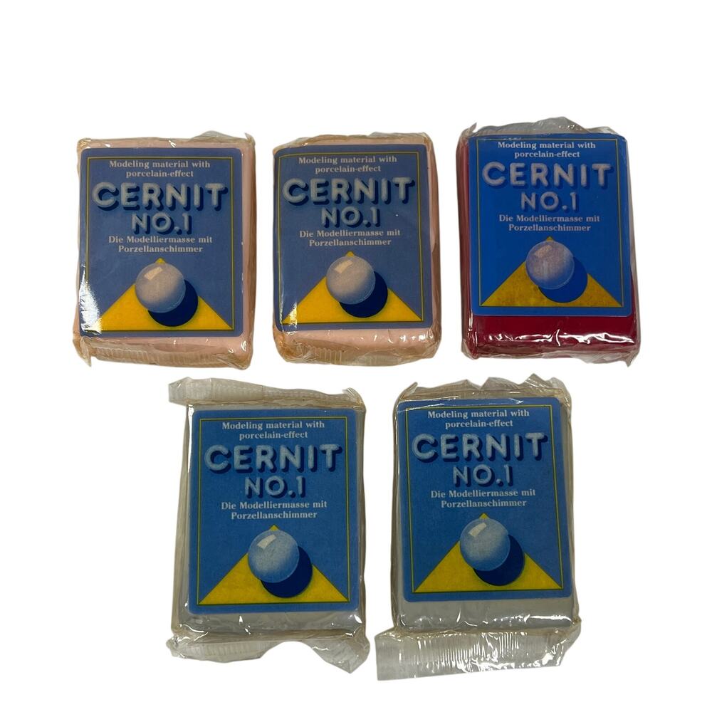 CERNIT No.1 Polymer Clay Lot 5 Pack 65g Multicolor Porcelain Effect NEW
